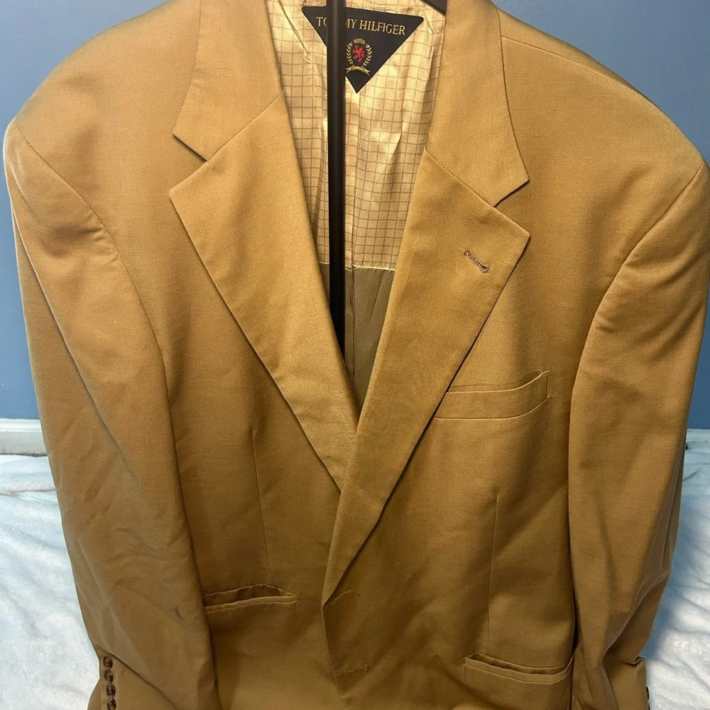 Tommy Hilfiger Mens Tan Camel 2-Button Blazer Sport Coat Dillard's Made in USA